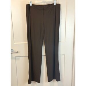 Lafayette 148 Dark Brown 100% Wool Button & Clasp Trousers Size 10 Straight Leg